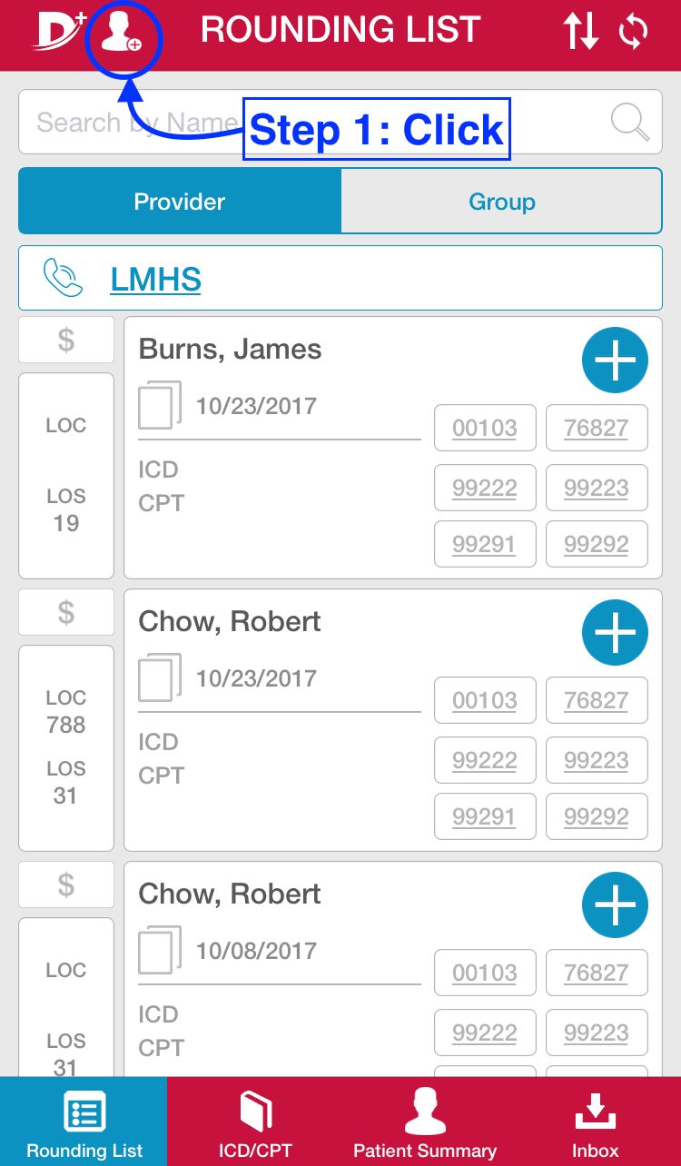DocCharge Mobile Application Screen One