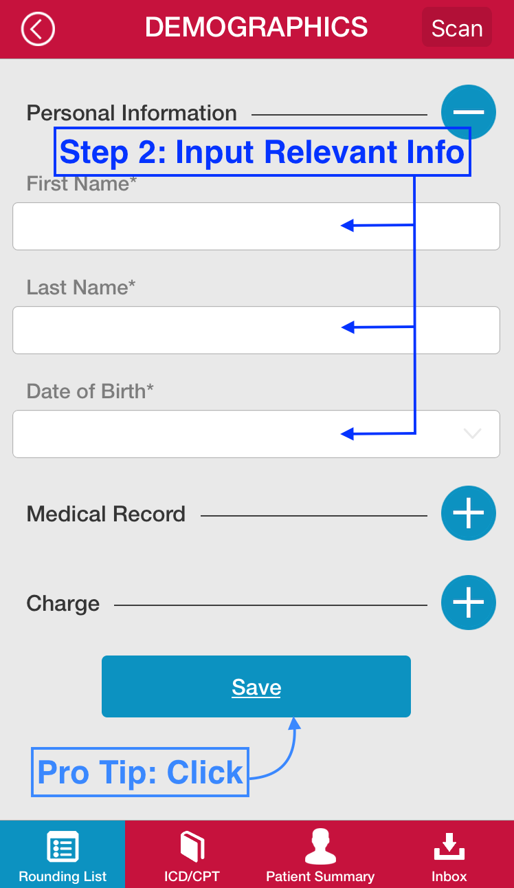 DocCharge Mobile Application Screen Two
